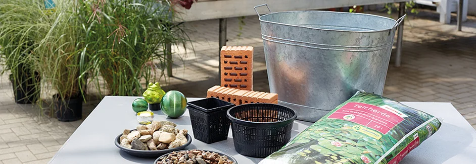 Materialien für einen Miniteich